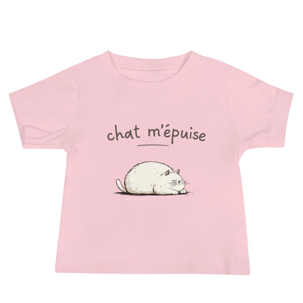 Baby Jersey Short Sleeve Tee "Chat m'épuise" - Sam Flam