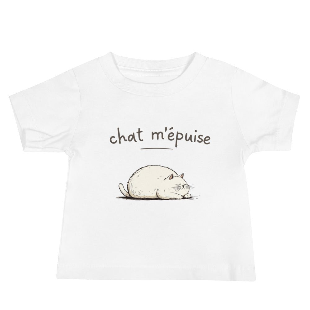 Baby Jersey Short Sleeve Tee "Chat m'épuise" - Sam Flam