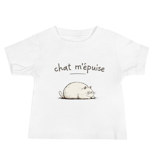 Baby Jersey Short Sleeve Tee "Chat m'épuise" - Sam Flam