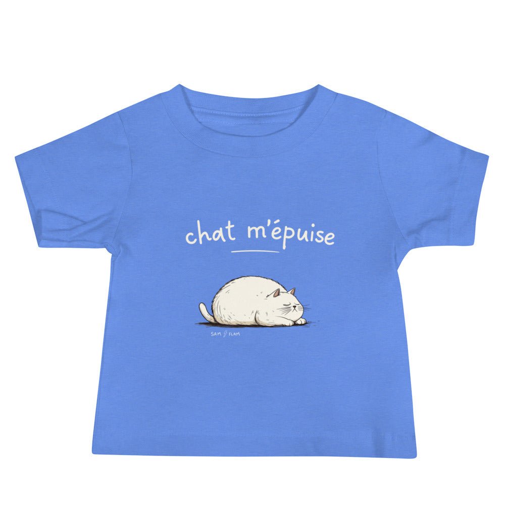 Baby Jersey Short Sleeve Tee "Chat m'épuise" - Sam Flam