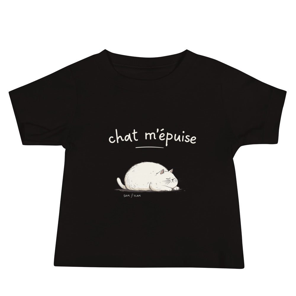 Baby Jersey Short Sleeve Tee "Chat m'épuise" - Sam Flam