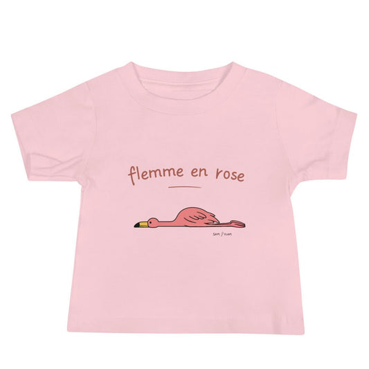 Baby Jersey Short Sleeve Tee "Flemme rose" - Sam Flam