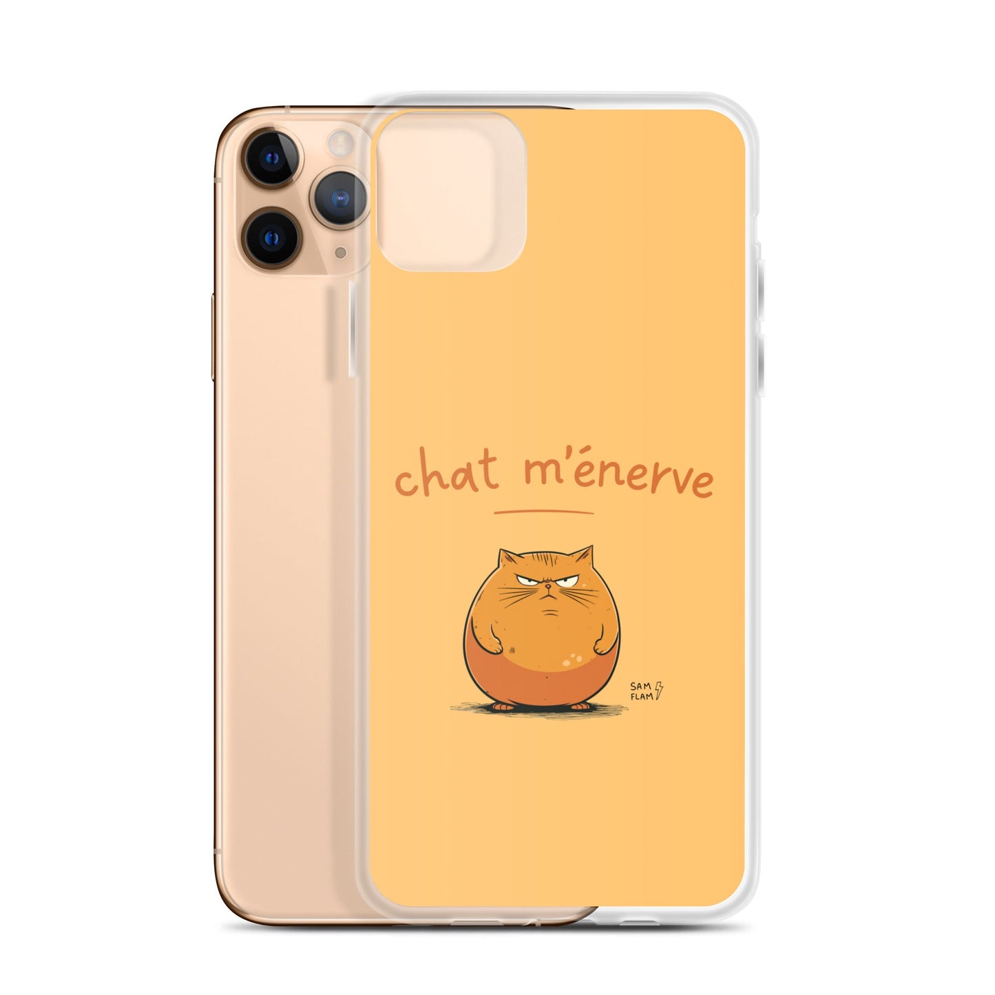 Clear Case for iPhone® "Chat m'énerve" - Sam Flam