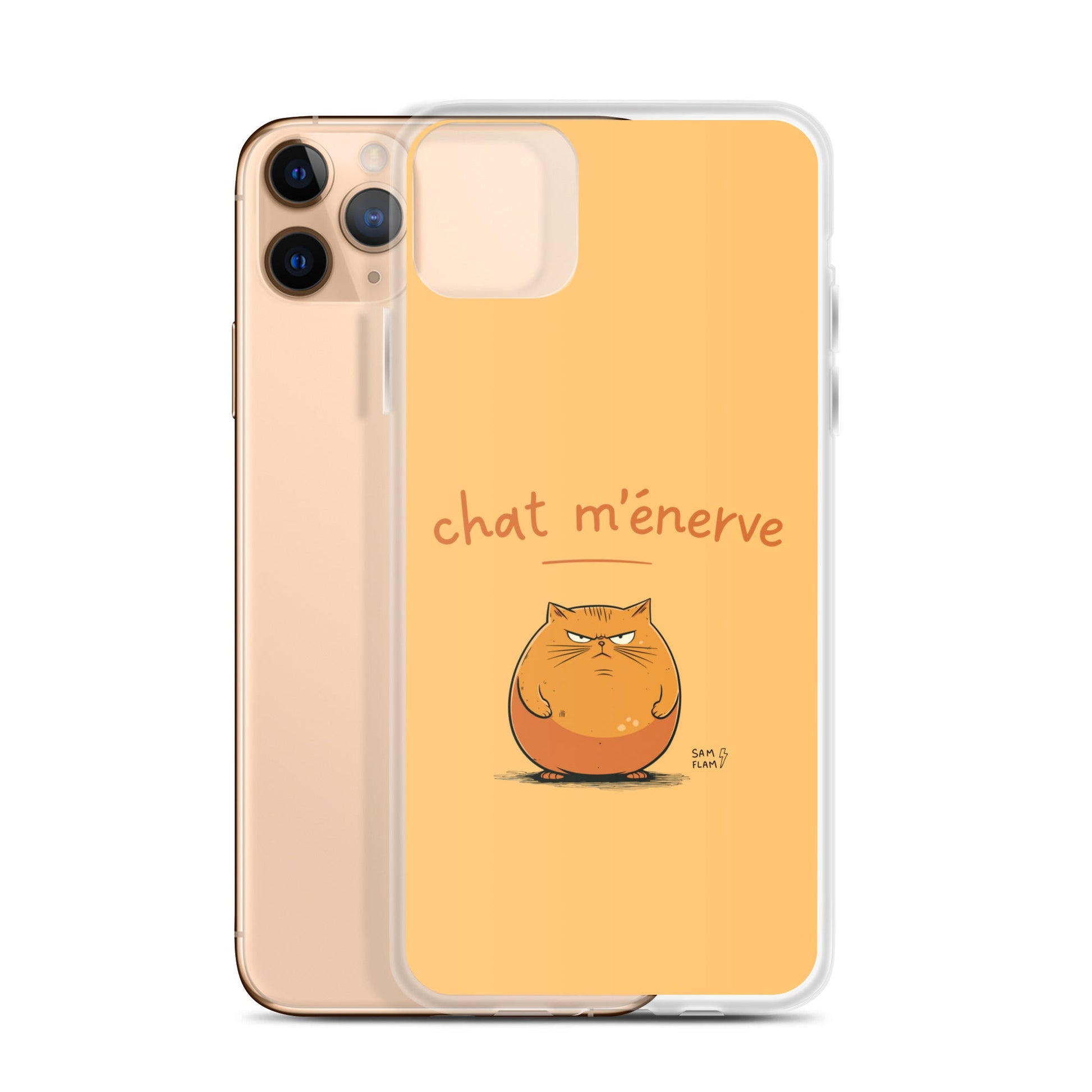 Clear Case for iPhone® "Chat m'énerve" - Sam Flam