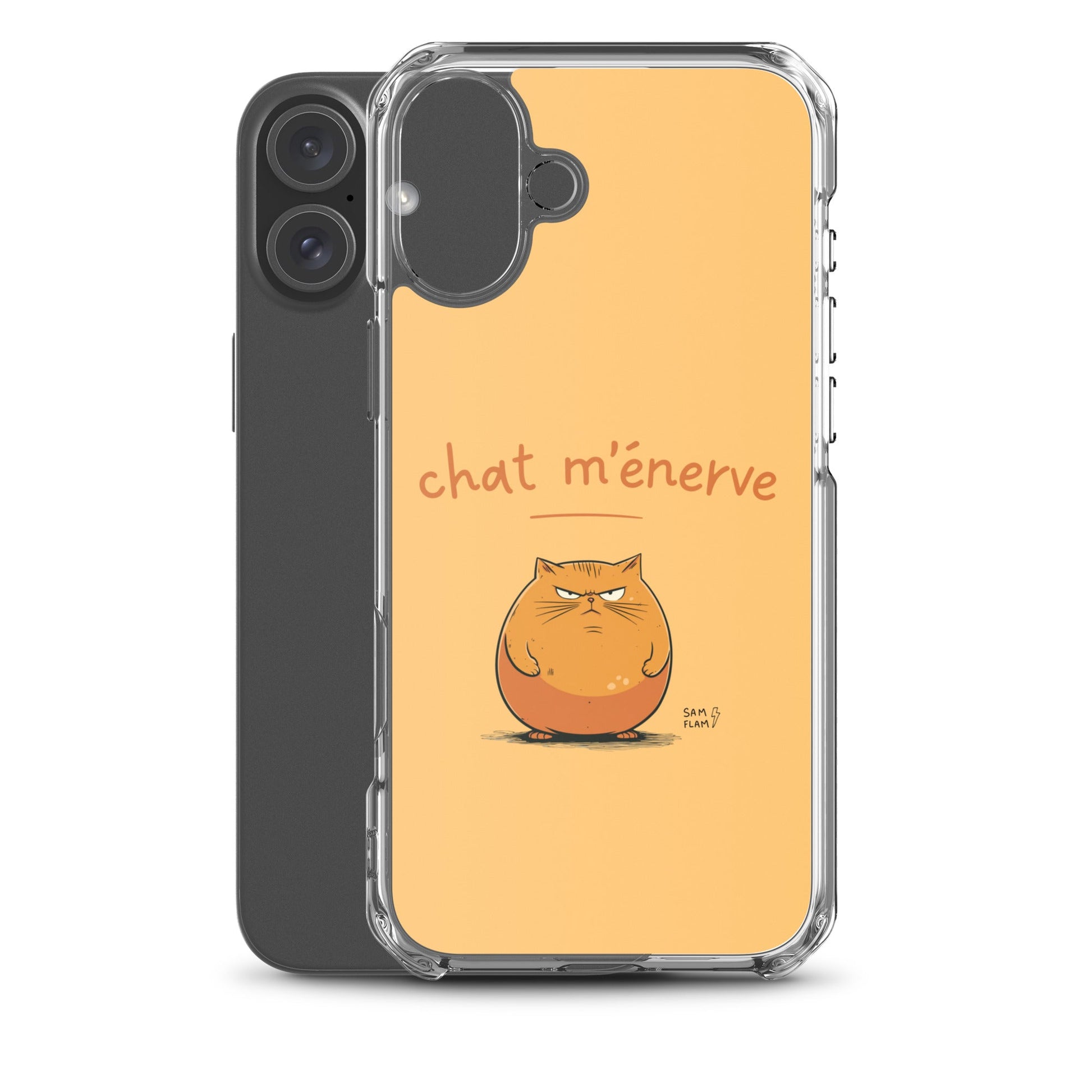 Clear Case for iPhone® "Chat m'énerve" - Sam Flam
