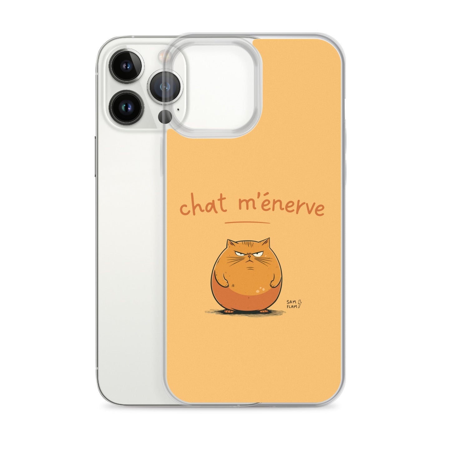 Clear Case for iPhone® "Chat m'énerve" - Sam Flam
