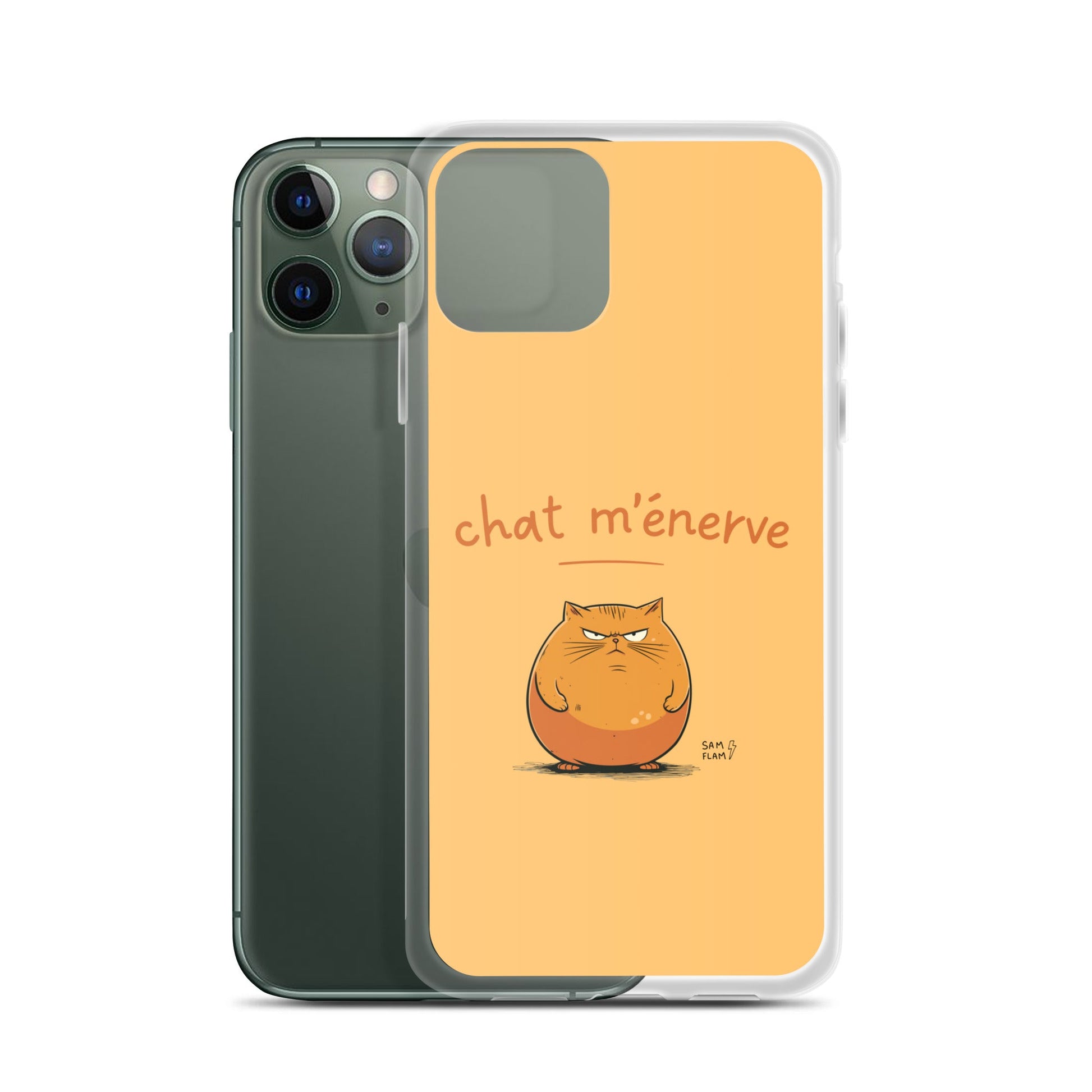 Clear Case for iPhone® "Chat m'énerve" - Sam Flam