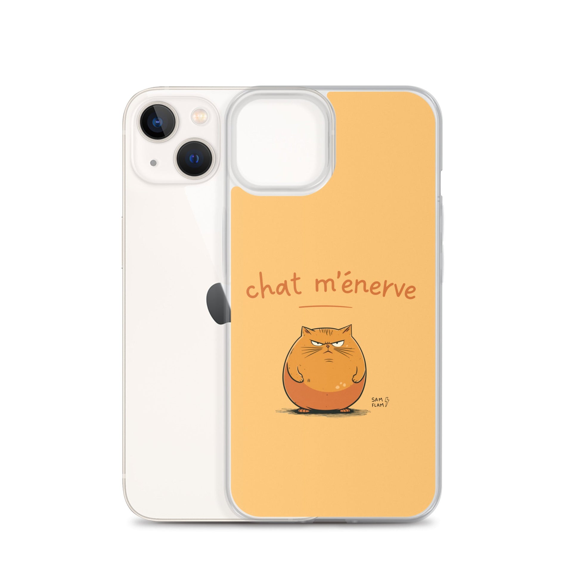 Clear Case for iPhone® "Chat m'énerve" - Sam Flam