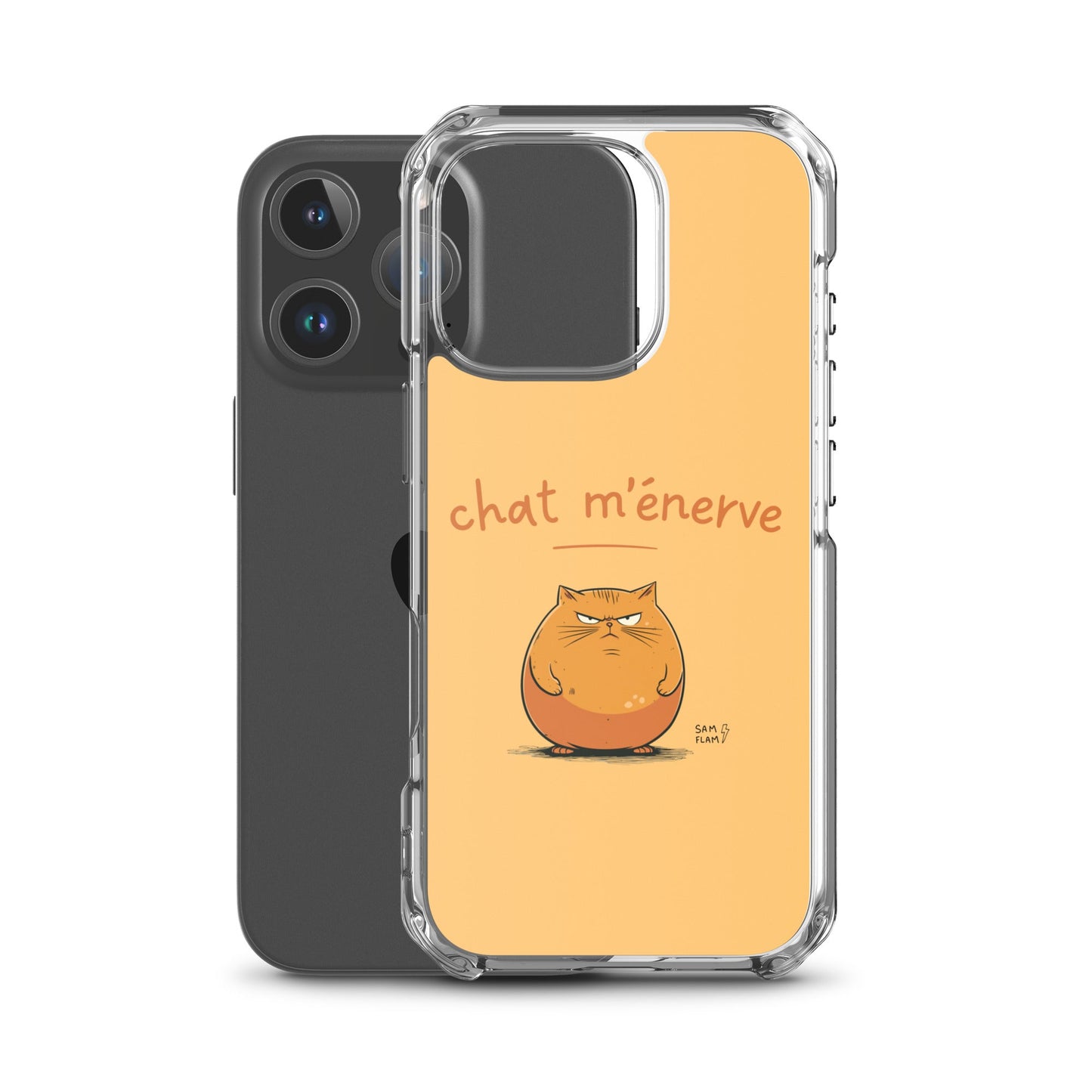 Clear Case for iPhone® "Chat m'énerve" - Sam Flam
