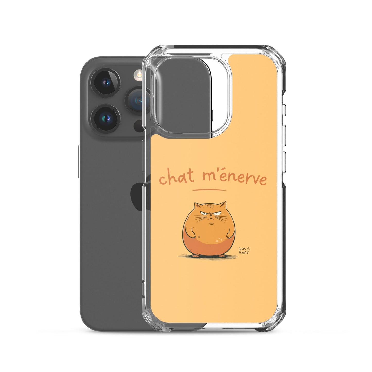 Clear Case for iPhone® "Chat m'énerve" - Sam Flam