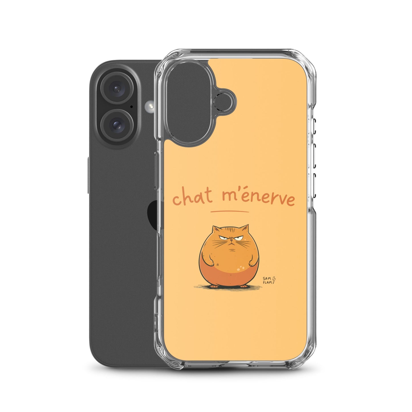 Clear Case for iPhone® "Chat m'énerve" - Sam Flam