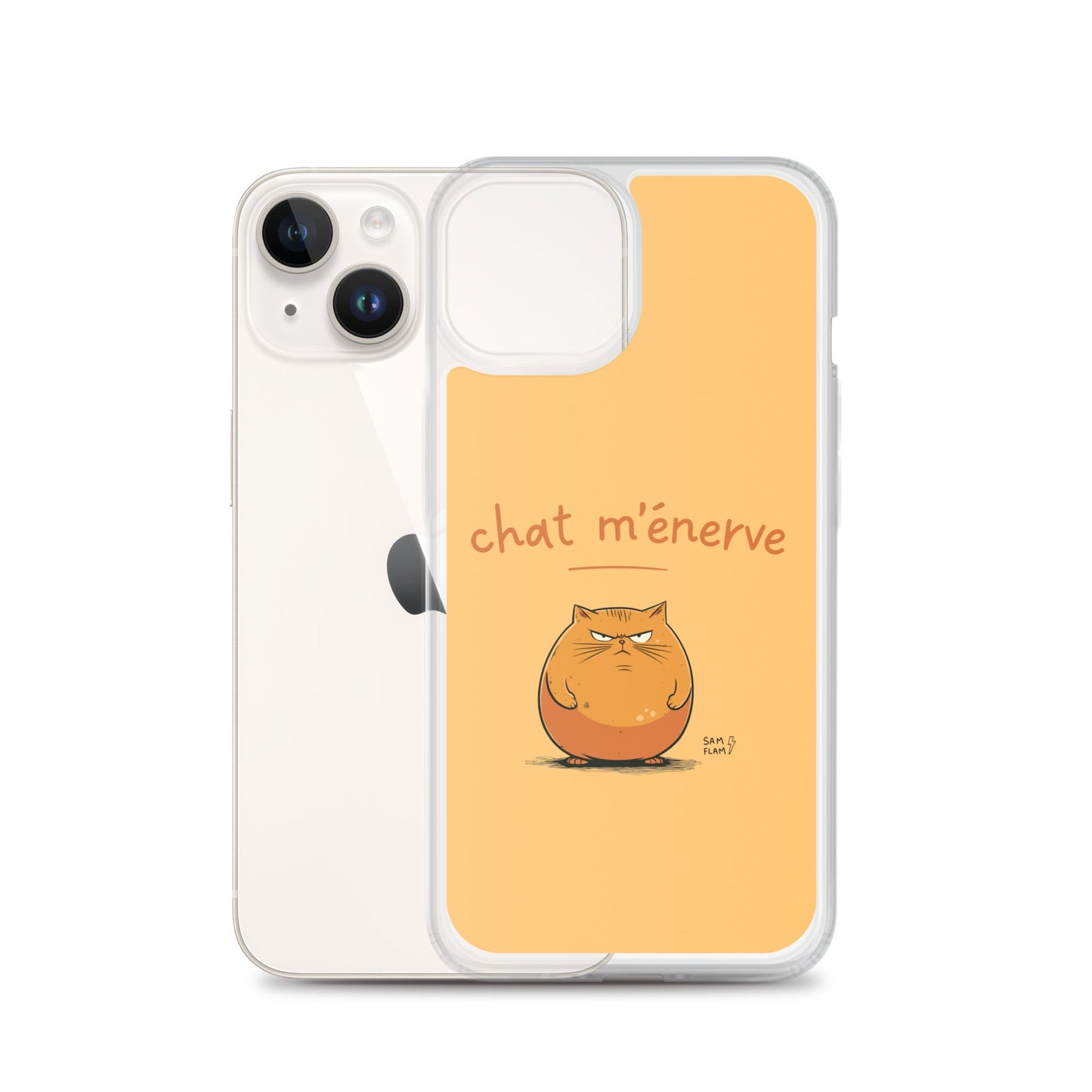 Clear Case for iPhone® "Chat m'énerve" - Sam Flam