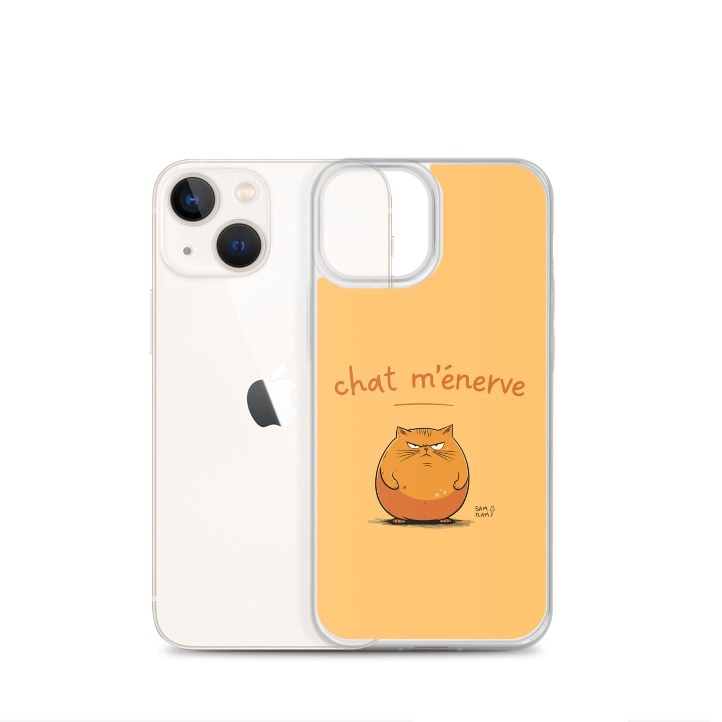 Clear Case for iPhone® "Chat m'énerve" - Sam Flam