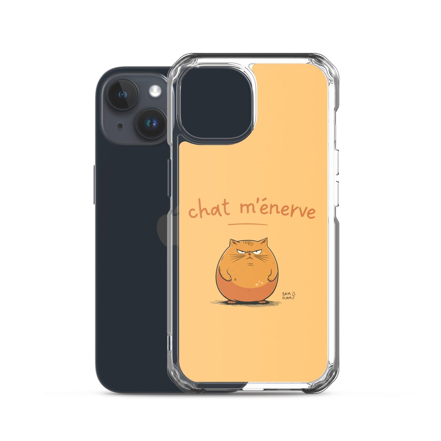 Clear Case for iPhone® "Chat m'énerve" - Sam Flam