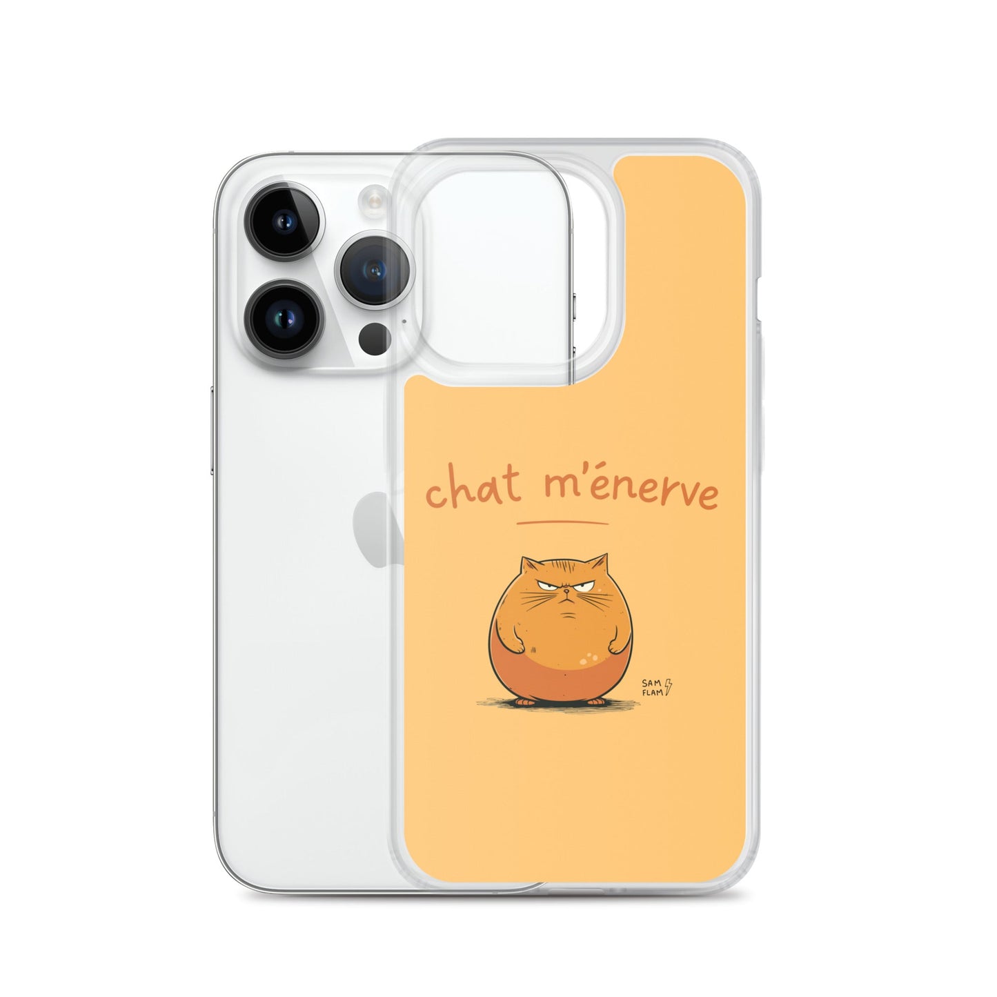 Clear Case for iPhone® "Chat m'énerve" - Sam Flam