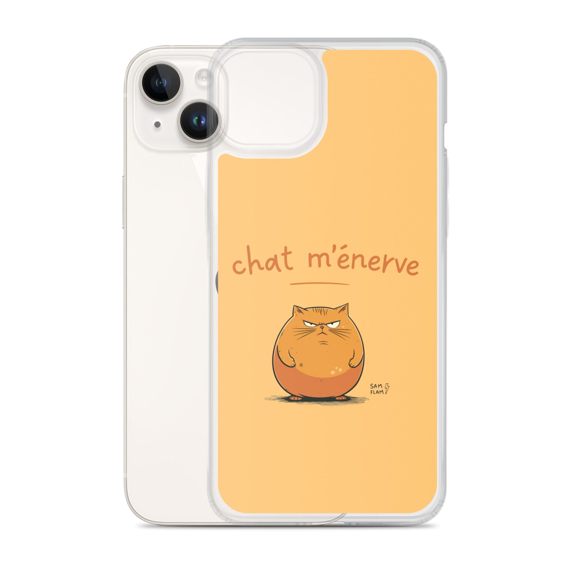 Clear Case for iPhone® "Chat m'énerve" - Sam Flam