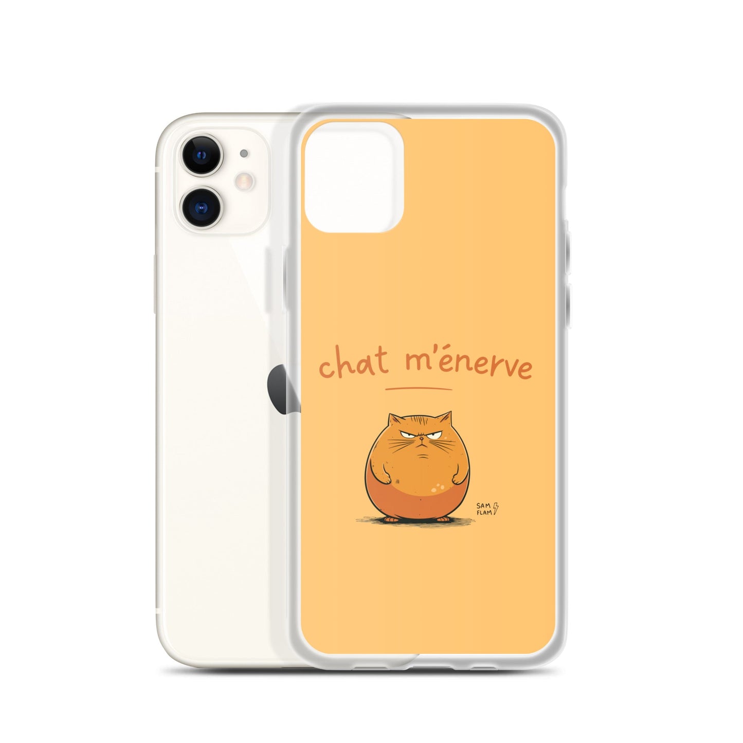Clear Case for iPhone® "Chat m'énerve" - Sam Flam