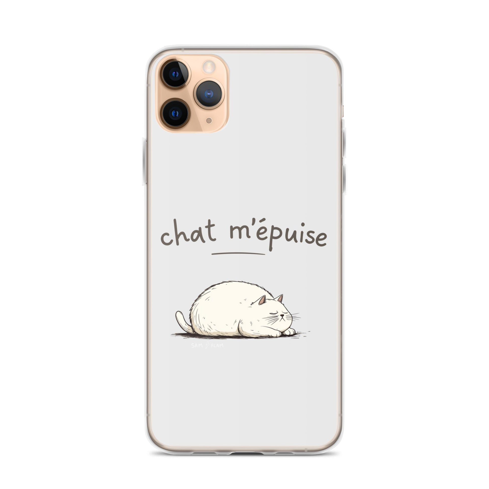 Clear Case for iPhone® "Chat m'épuise" - Sam Flam
