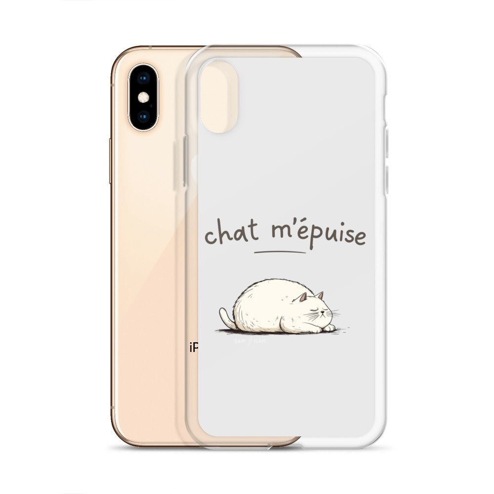 Clear Case for iPhone® "Chat m'épuise" - Sam Flam