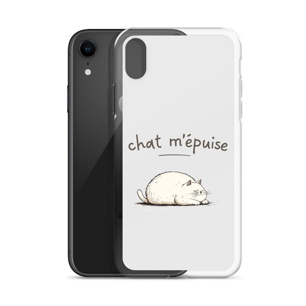 Clear Case for iPhone® "Chat m'épuise" - Sam Flam