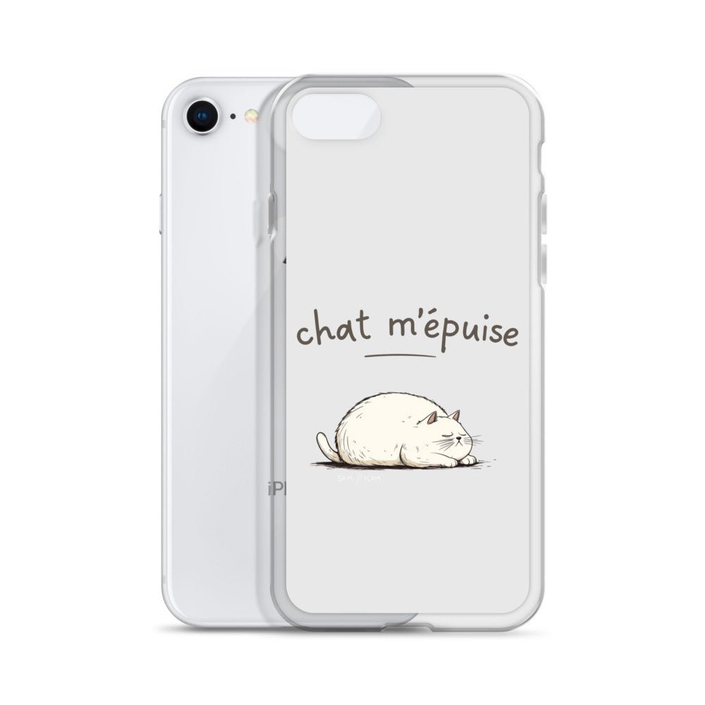 Clear Case for iPhone® "Chat m'épuise" - Sam Flam