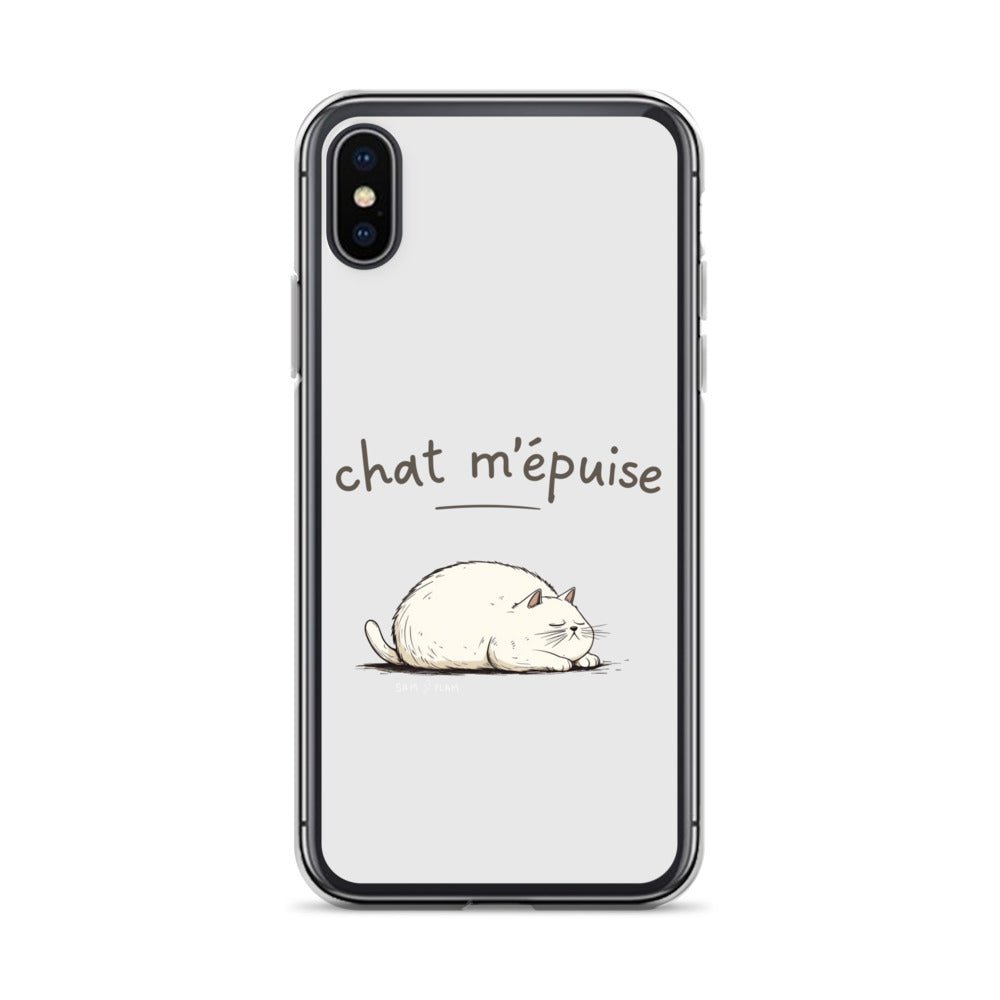 Clear Case for iPhone® "Chat m'épuise" - Sam Flam
