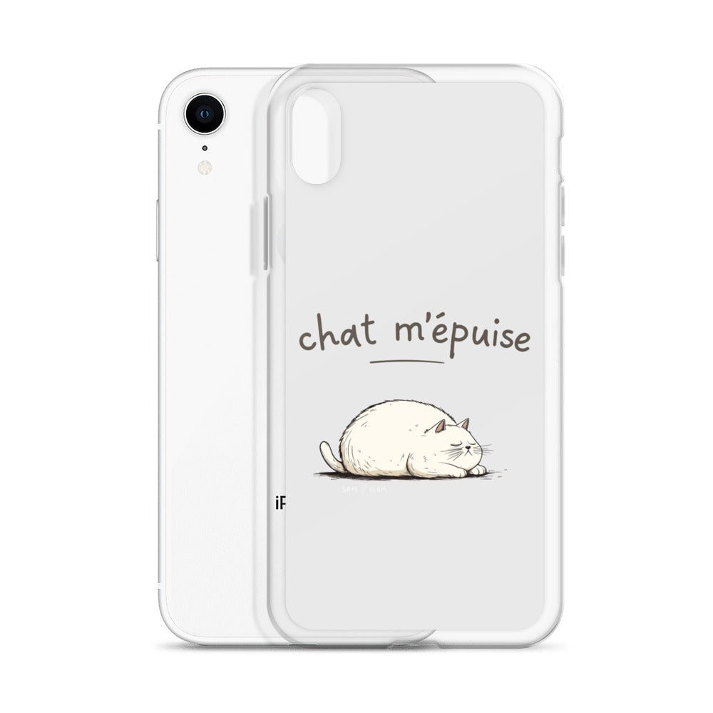 Clear Case for iPhone® "Chat m'épuise" - Sam Flam