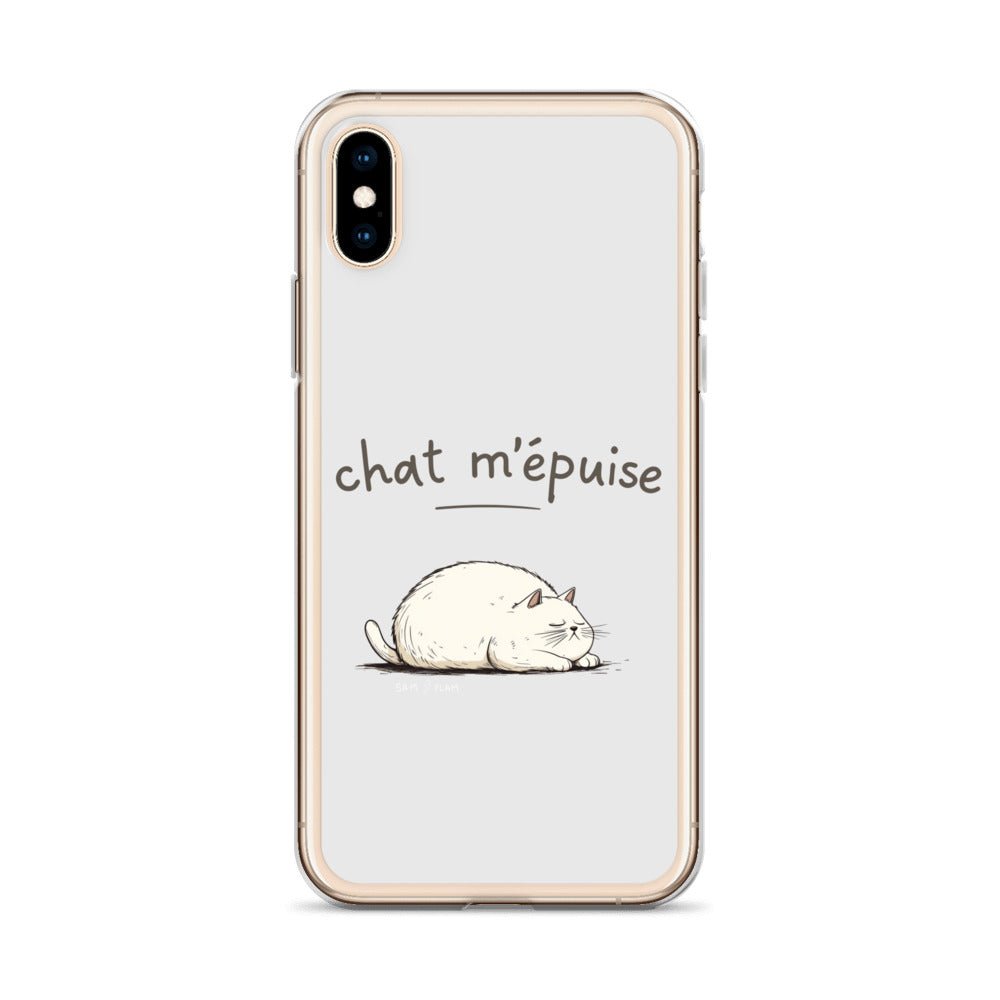 Clear Case for iPhone® "Chat m'épuise" - Sam Flam
