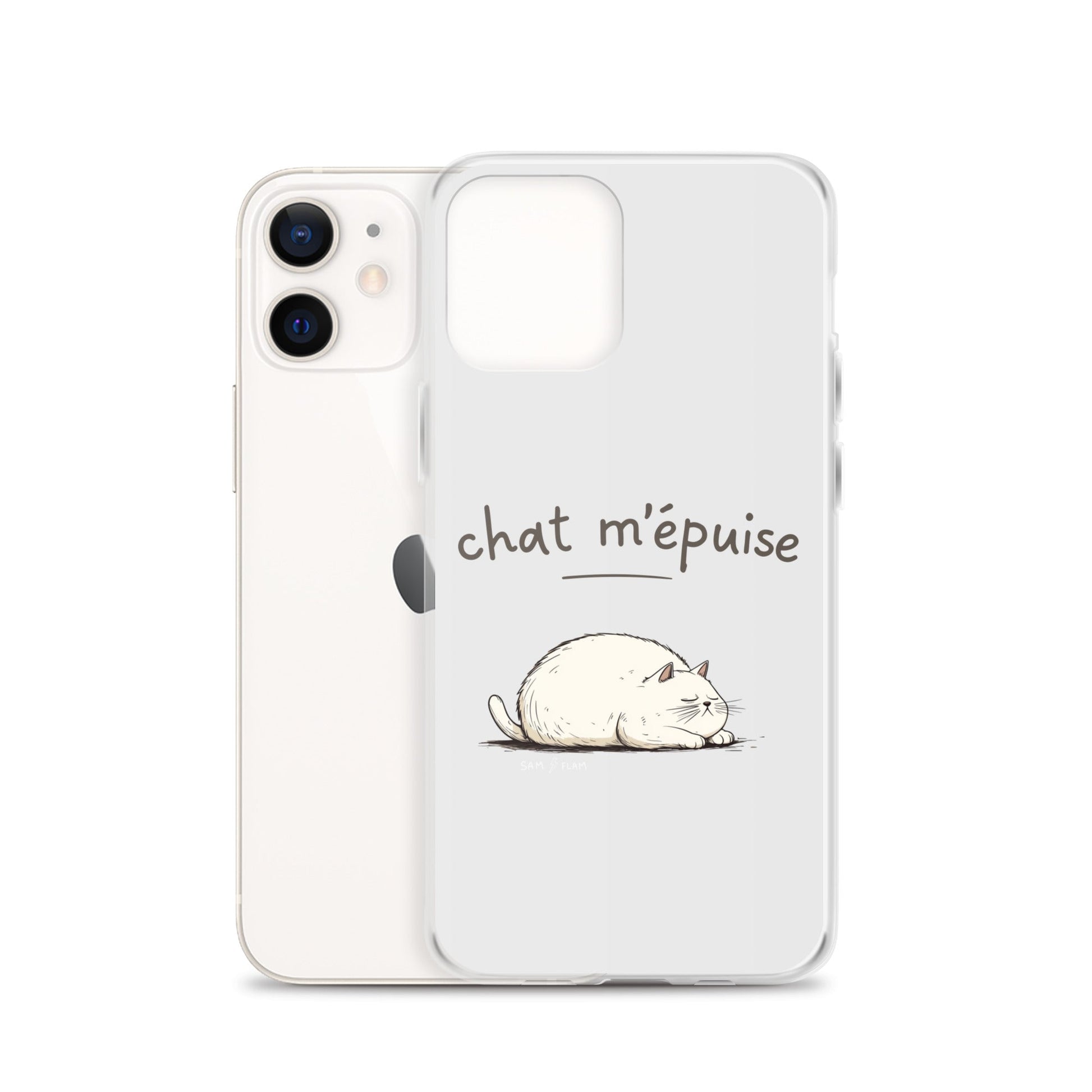 Clear Case for iPhone® "Chat m'épuise" - Sam Flam