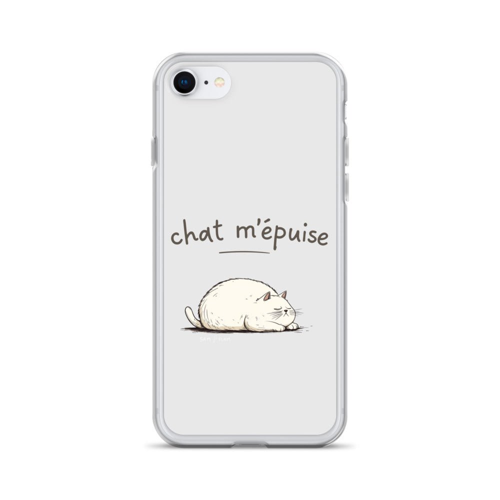 Clear Case for iPhone® "Chat m'épuise" - Sam Flam