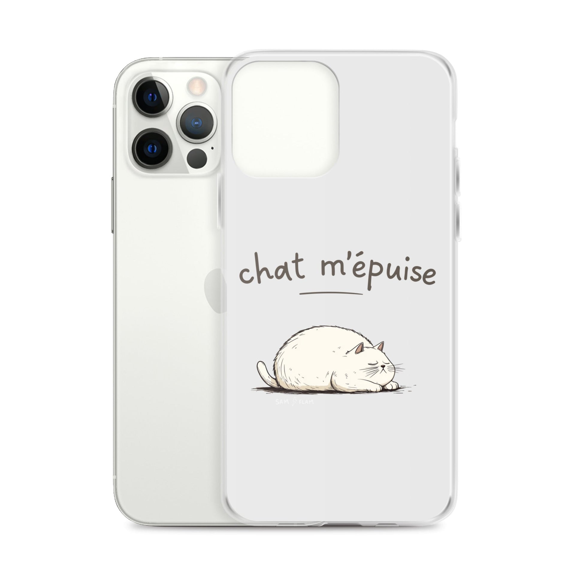 Clear Case for iPhone® "Chat m'épuise" - Sam Flam