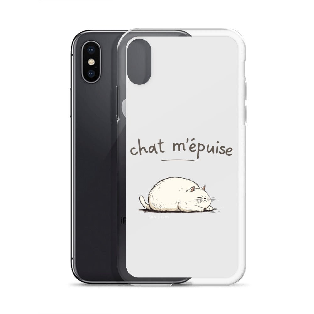 Clear Case for iPhone® "Chat m'épuise" - Sam Flam