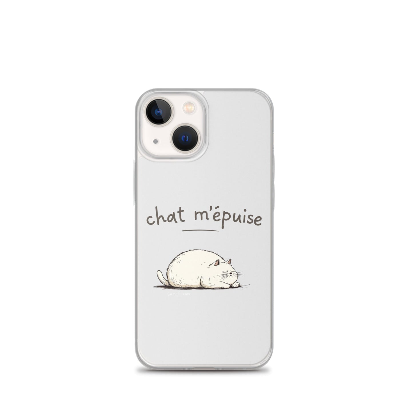 Clear Case for iPhone® "Chat m'épuise" - Sam Flam