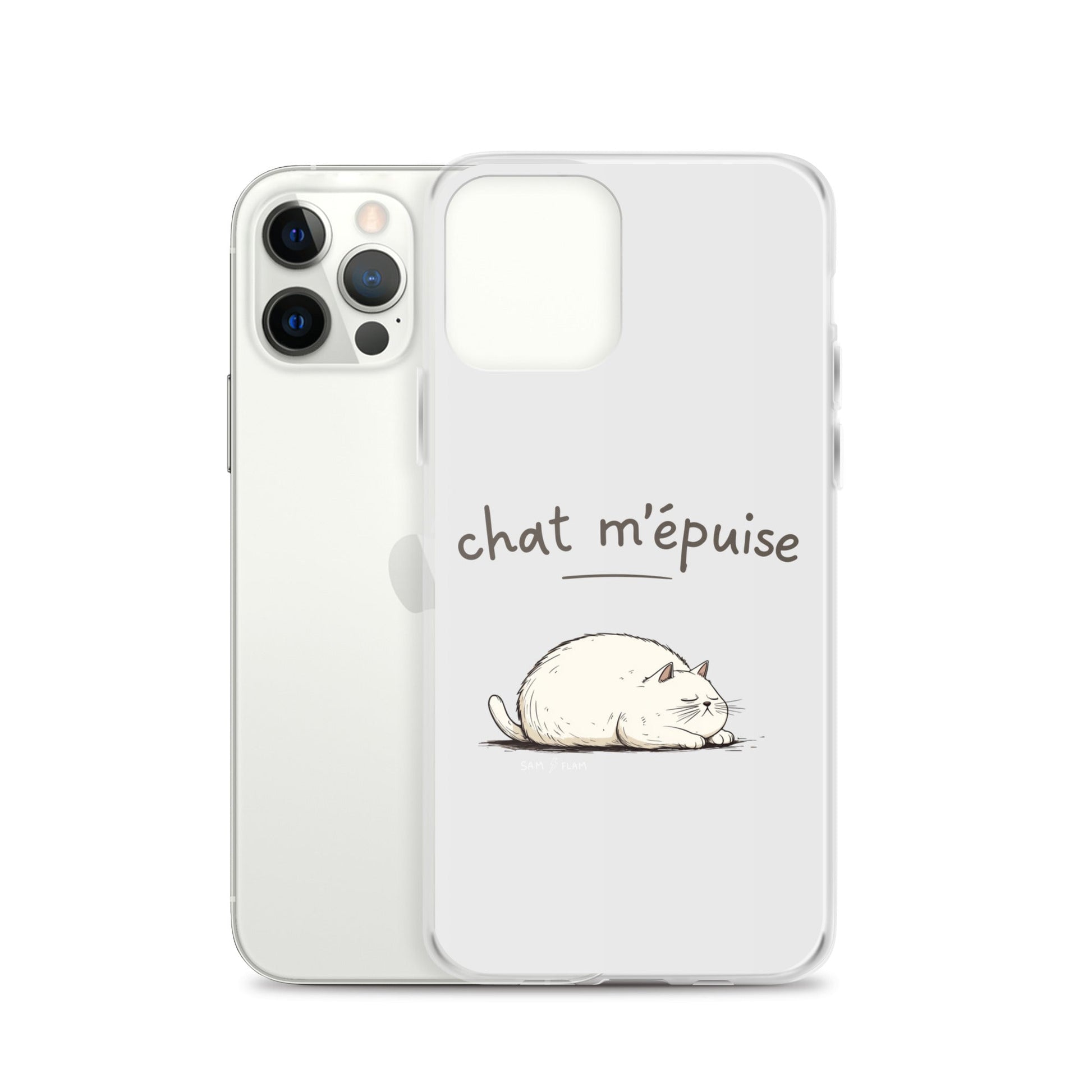 Clear Case for iPhone® "Chat m'épuise" - Sam Flam