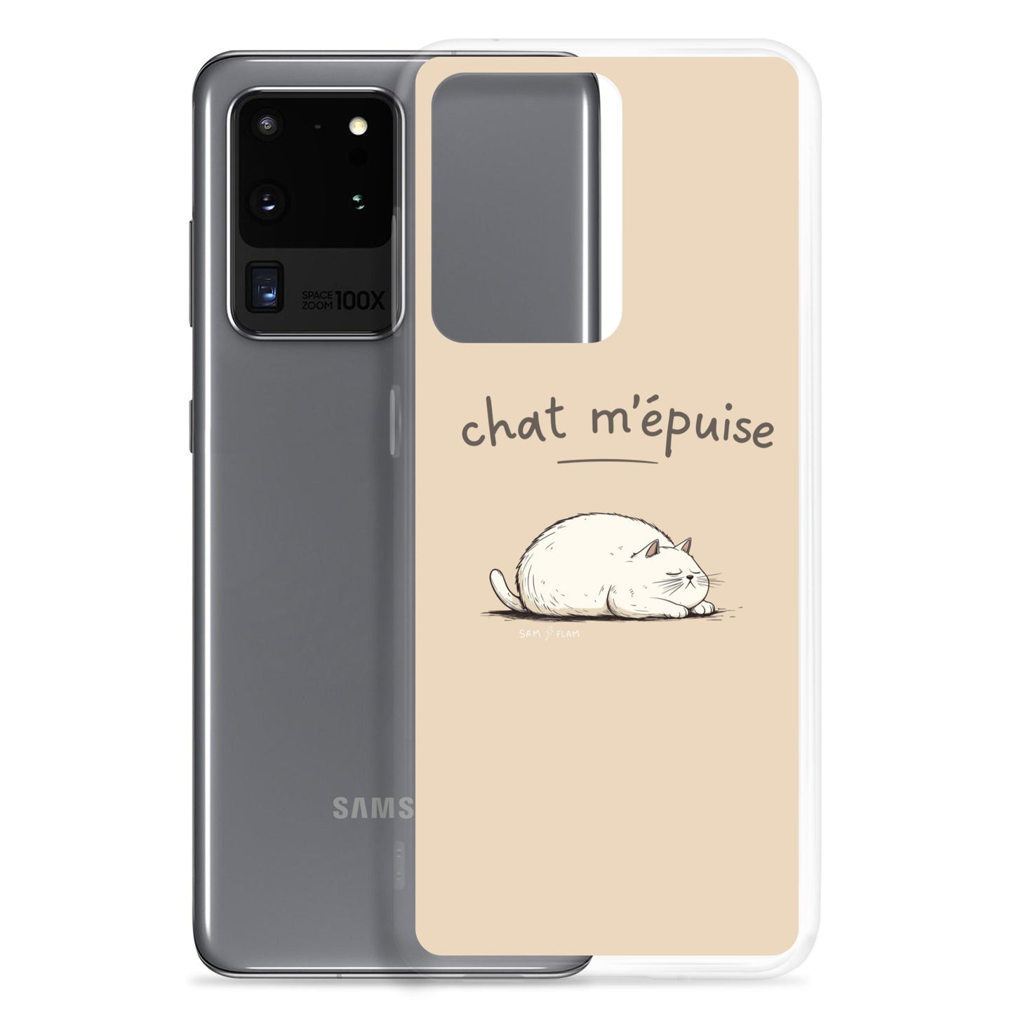 Clear Case for Samsung® "Chat m'épuise" - Sam Flam