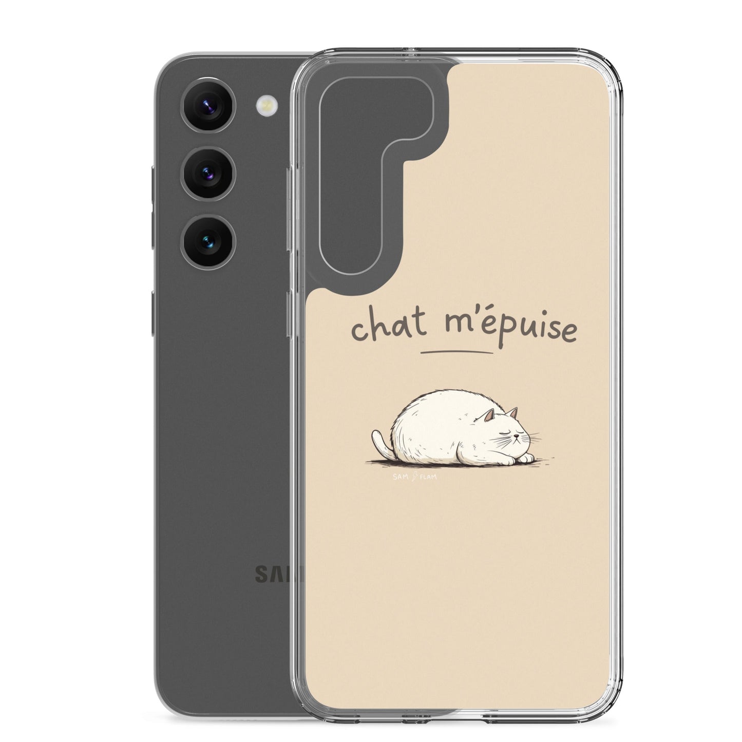Clear Case for Samsung® "Chat m'épuise" - Sam Flam