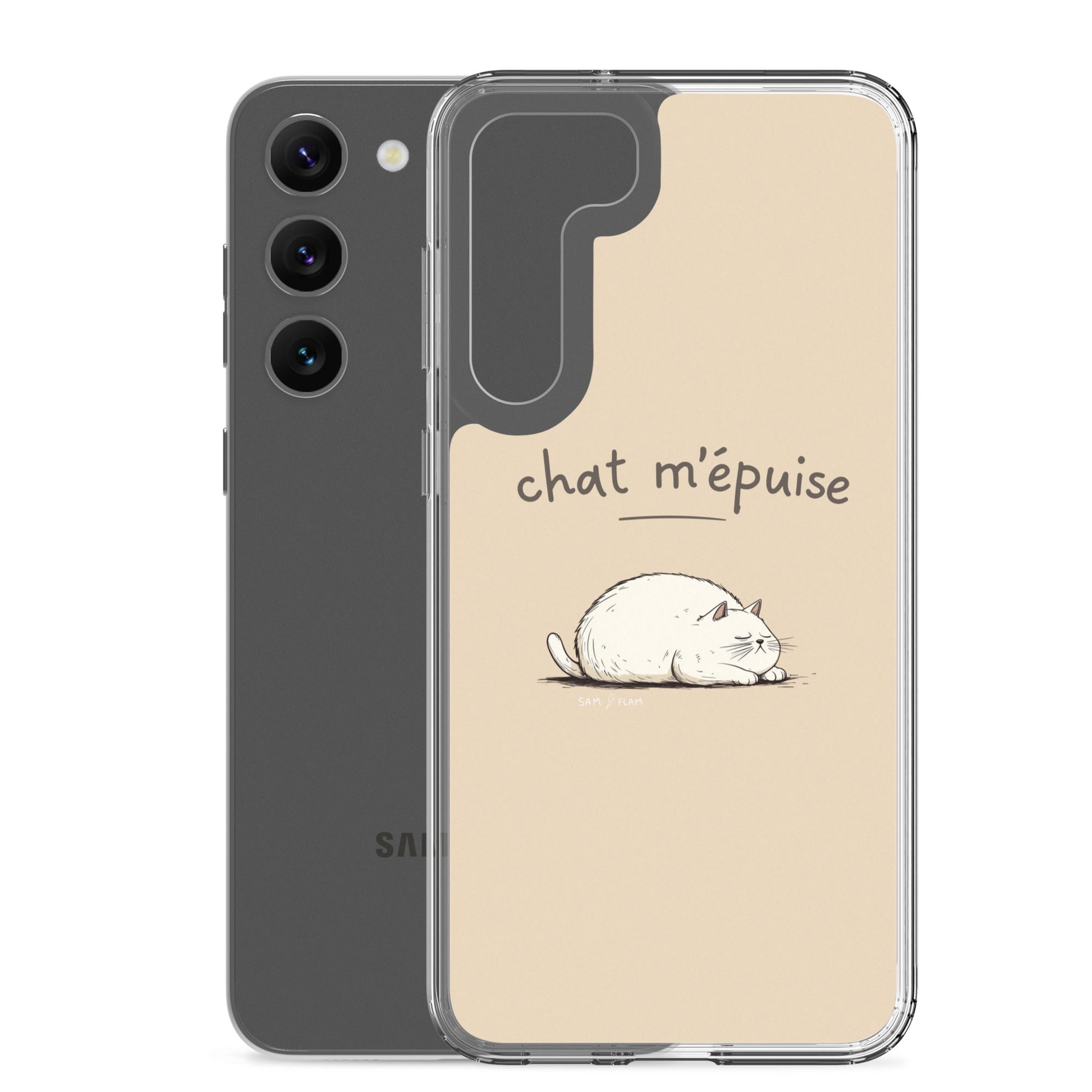 Clear Case for Samsung® "Chat m'épuise" - Sam Flam