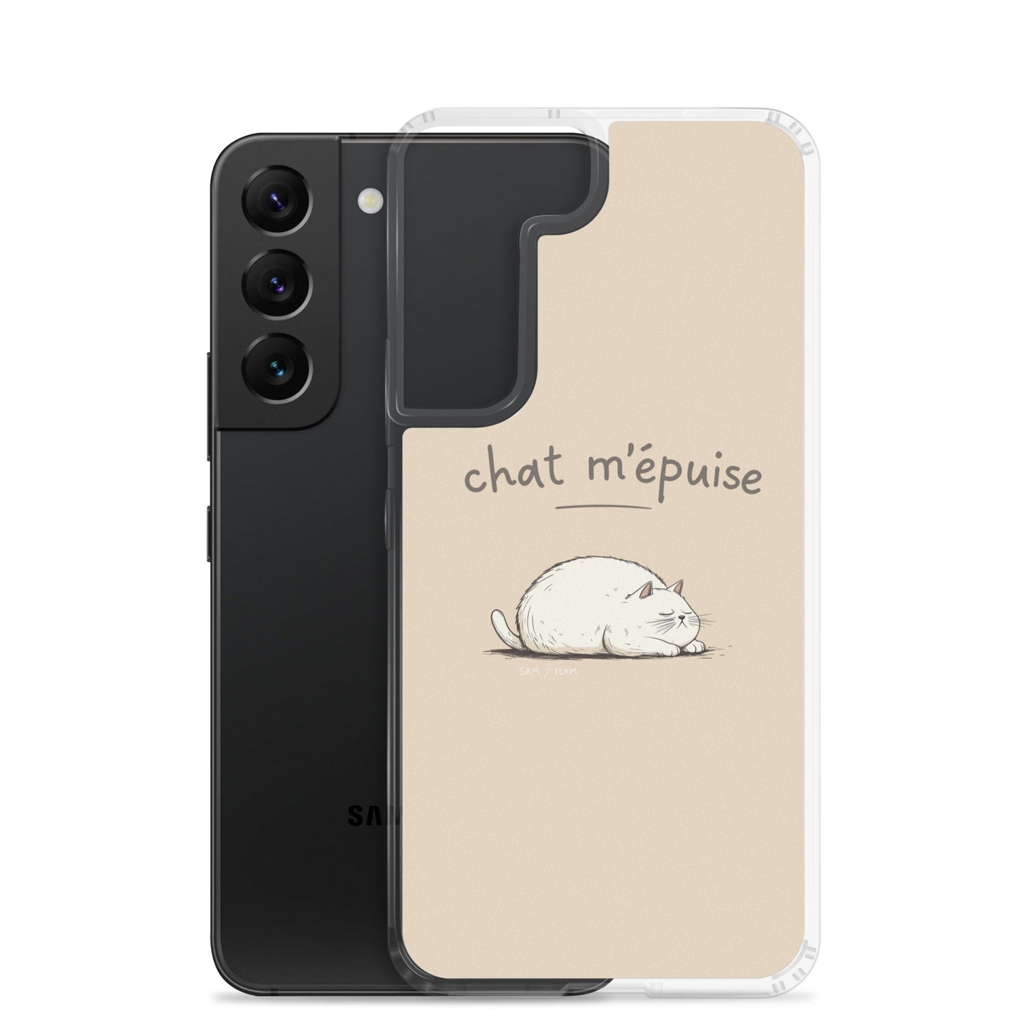 Clear Case for Samsung® "Chat m'épuise" - Sam Flam