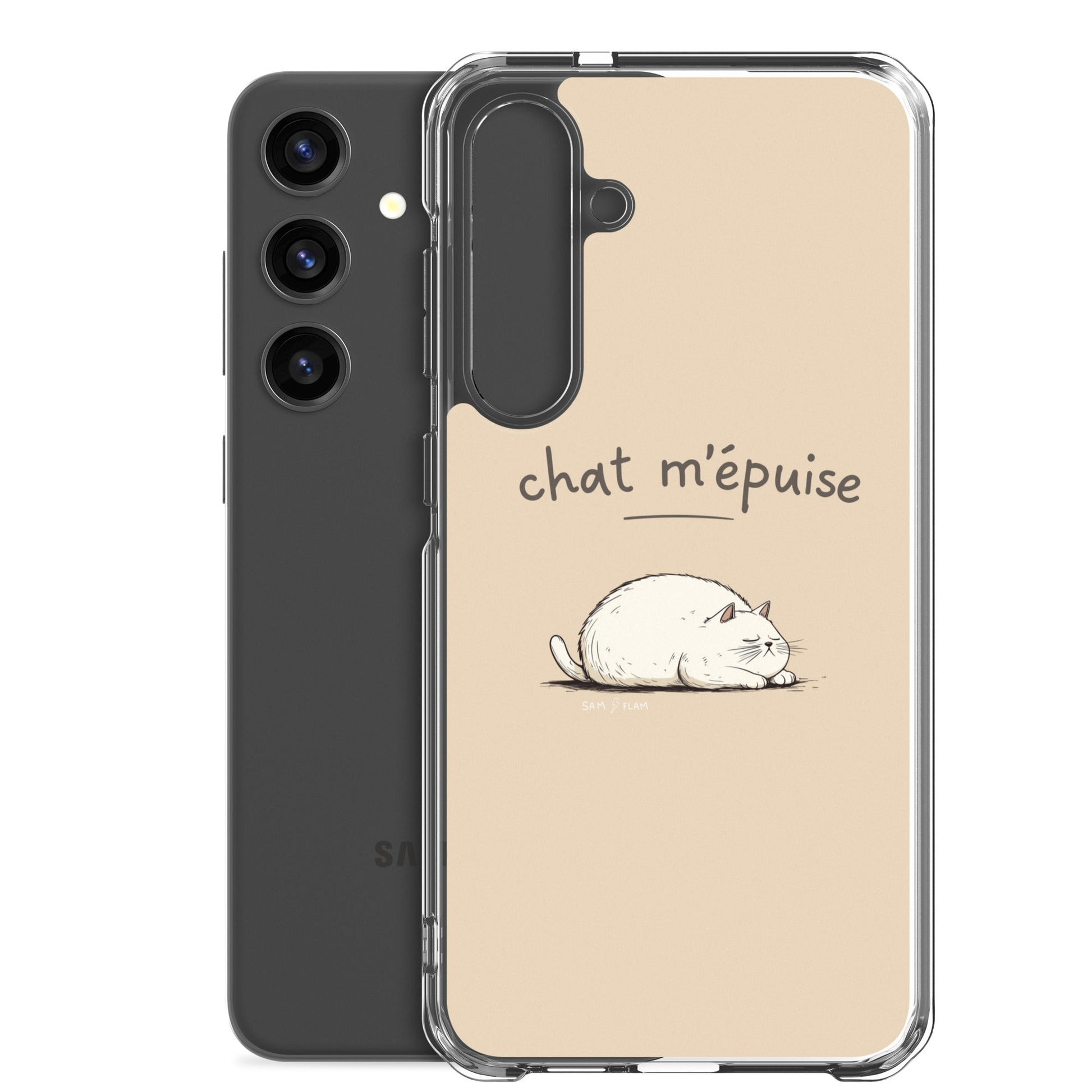 Clear Case for Samsung® "Chat m'épuise" - Sam Flam