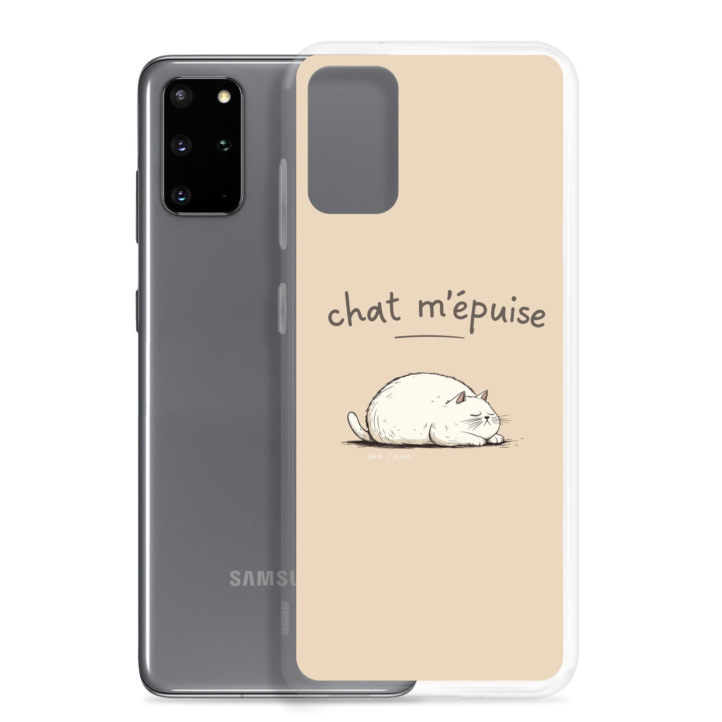 Clear Case for Samsung® "Chat m'épuise" - Sam Flam
