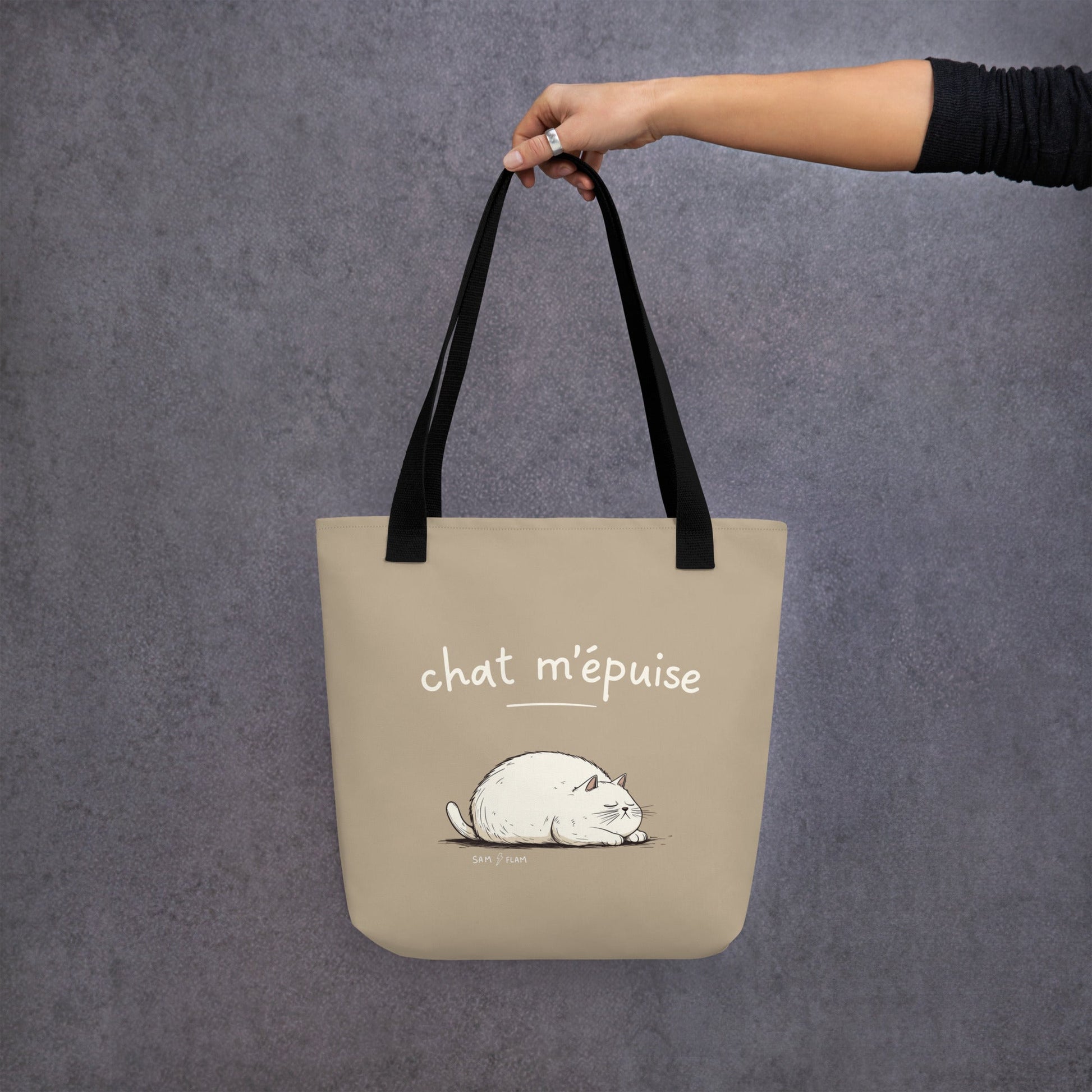 Tote bag "Chat m'épuise" - Sam Flam