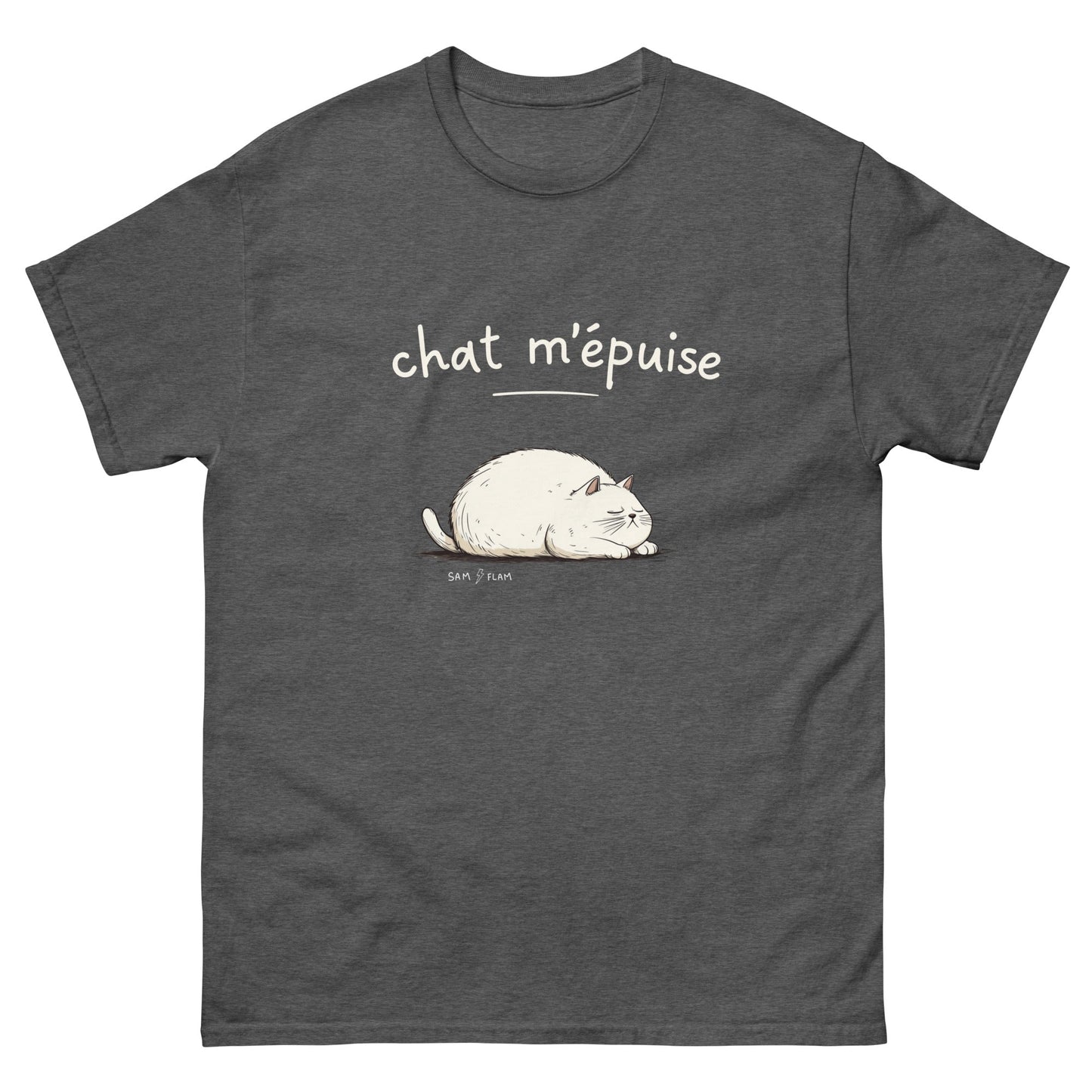 Unisex classic tee "Chat m'épuise" - Sam Flam