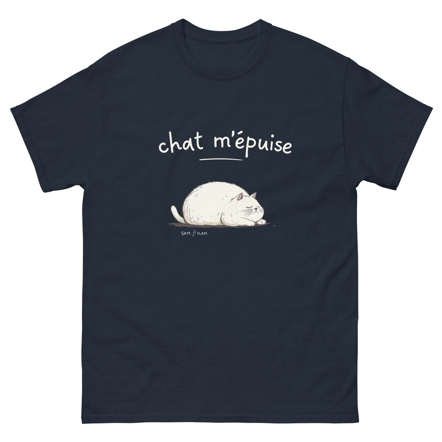 Unisex classic tee "Chat m'épuise" - Sam Flam