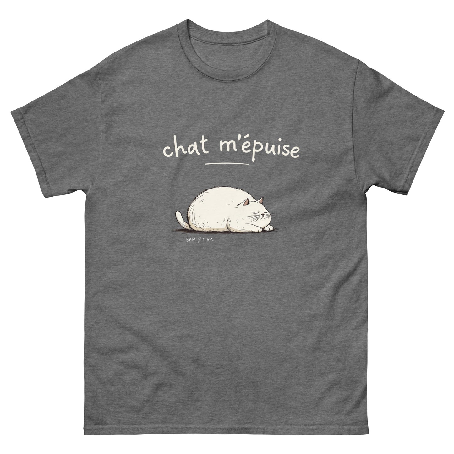 Unisex classic tee "Chat m'épuise" - Sam Flam