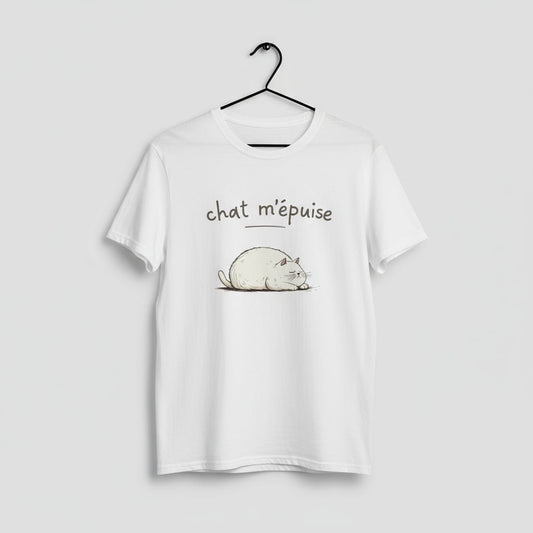 Unisex classic tee "Chat m'épuise" - Sam Flam