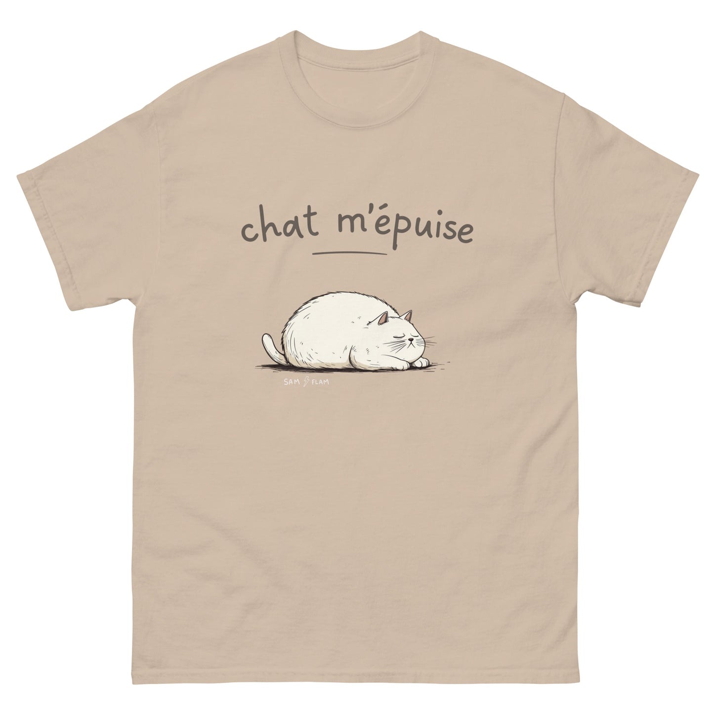 Unisex classic tee "Chat m'épuise" - Sam Flam