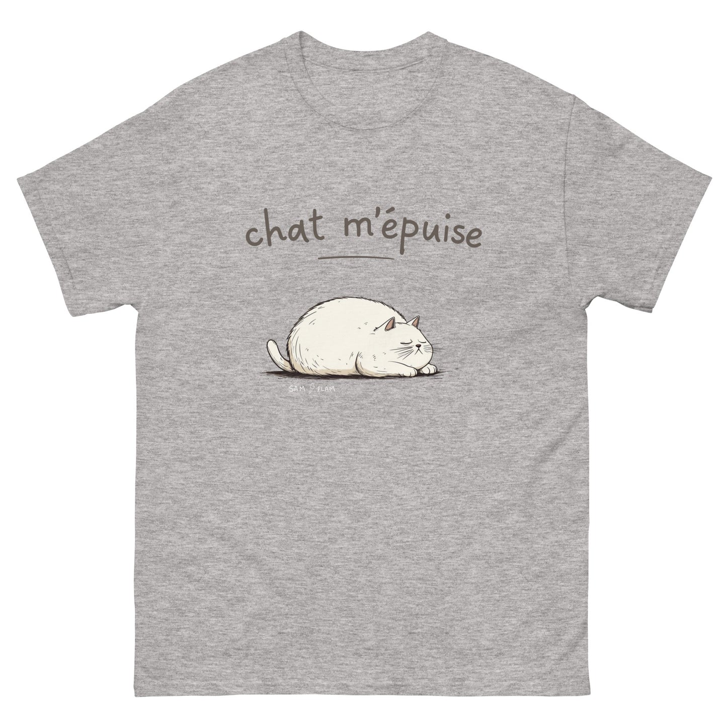 Unisex classic tee "Chat m'épuise" - Sam Flam